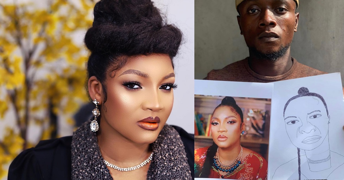 “You are not well” – Actress Omotola reacts after a die-hard fan drew a “beautiful” portrait of her face