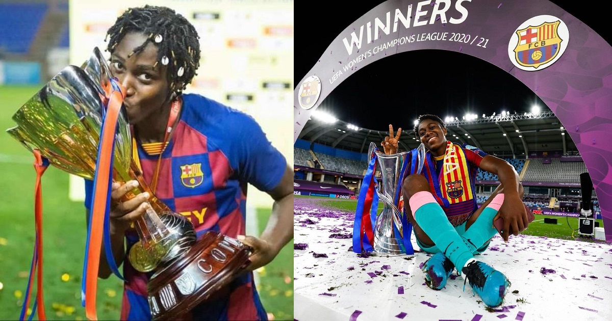 Asisat Oshoala becomes first African woman to win Champions League as Barcelona thrash Chelsea 4-0 in final (Photos)