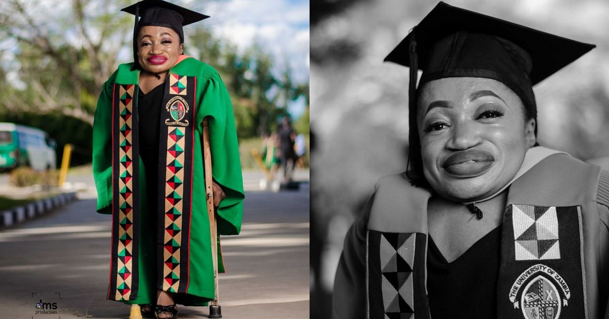 Physically-disabled lady gets celebrated online as she achieves her lifelong dream of becoming a graduate