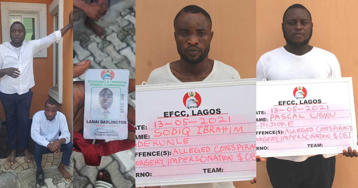 Fake EFCC operatives busted while trying to extort a Lagos resident with armed policemen (Video)
