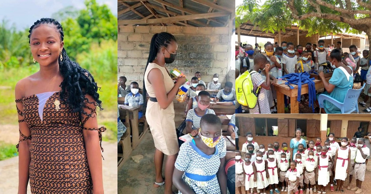 Young lady posted to village as teacher sews uniforms for her poor students