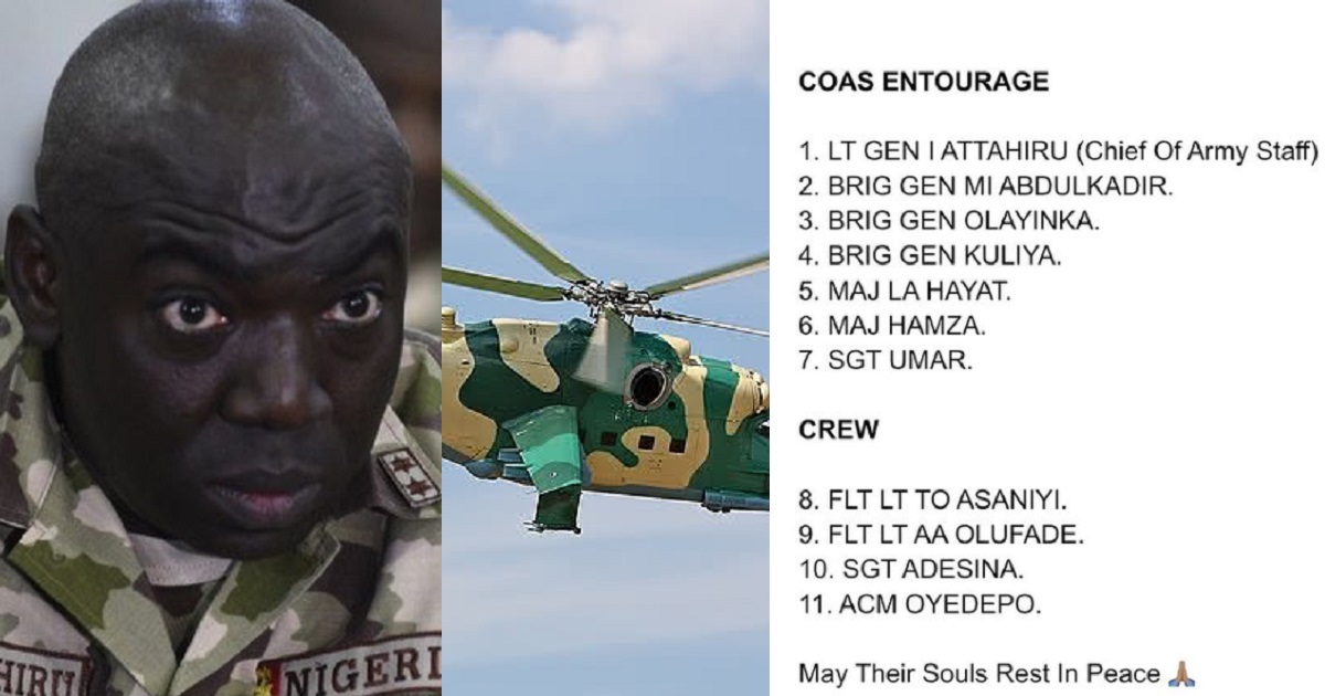 Full list of those who died in military plane crash involving the Chief of Army Staff