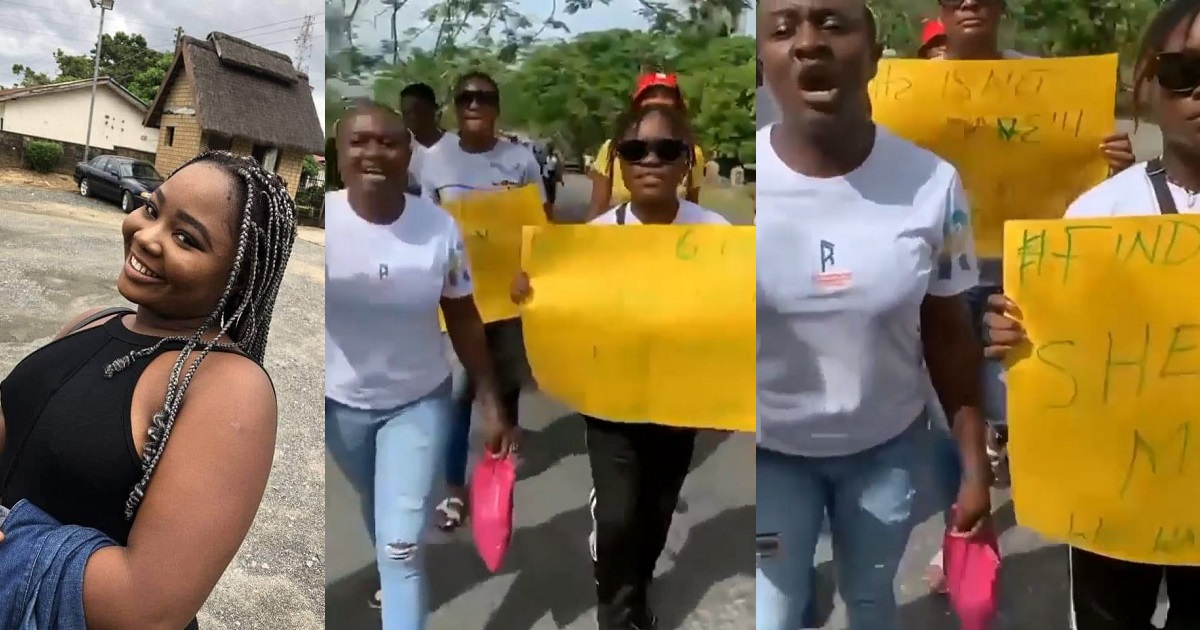 Friends of UNICROSS student, Priscilla Ojong stage protest walk; insist she is being held by unknown persons
