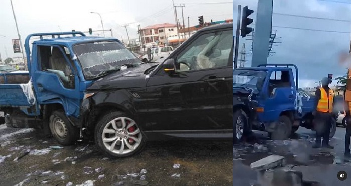 Truck driver collides with Range Rover after suffering brake failure in Lagos (Video)