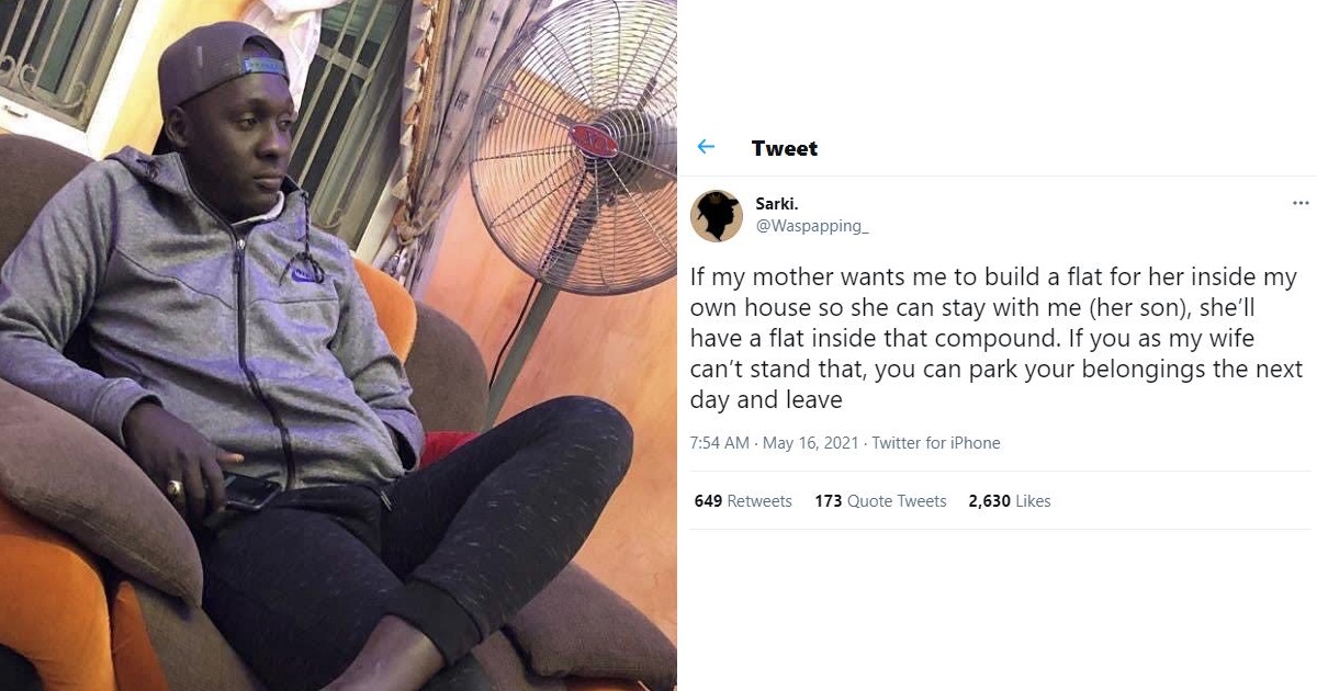 “My wife has to pack out if she doesn’t want my mom to stay with us” — Media Personality Waspapping