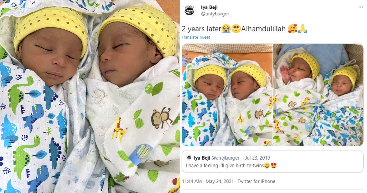 Lady welcomes set of twins two years after predicting she will give birth to twins