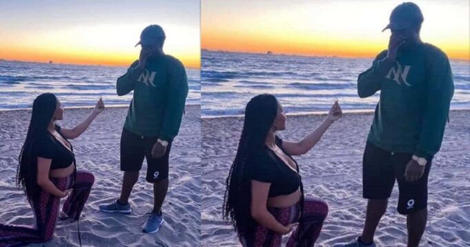 pregnant lady kneels