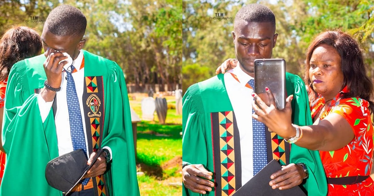 “I came to say thank you” – Young man celebrates university graduation at his dad’s grave