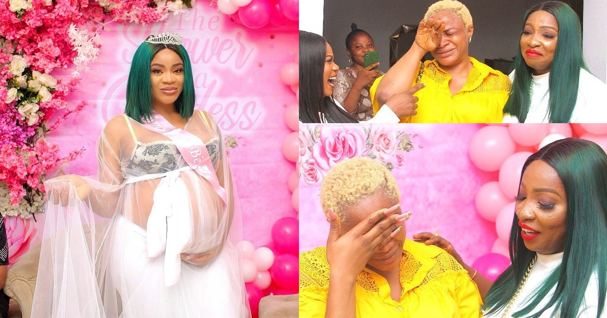 Uche Ogbodo breaks down in tears as friends and colleagues throw a surprise baby shower (Photos/videos)