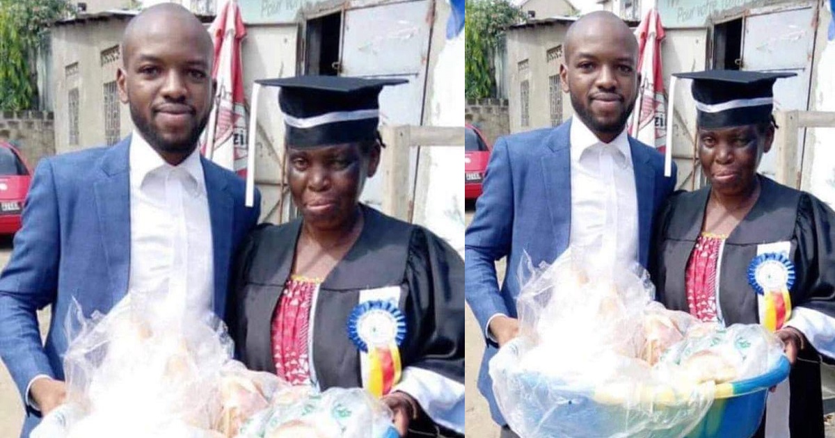 Bread seller wears her son’s graduation gown as he bags a law degree