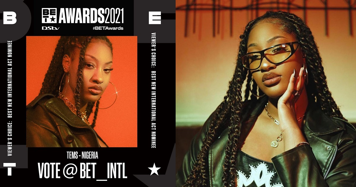 Singer, Tems nominated for BET Viewer’s Choice Awards 2021