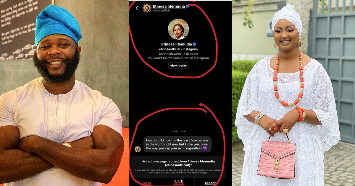 “I thank God I ignored you as I was advised by my friends, Are you angry I did not date you?” – Relationship expert, Joro drags Nollywood Actress, Etinosa Idemudia