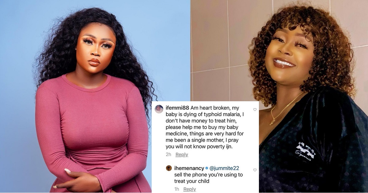 “You better shut up your mouth, Olosho” – Beggar berates Actress Iheme Nancy for suggesting a quick solution that might stop the begging