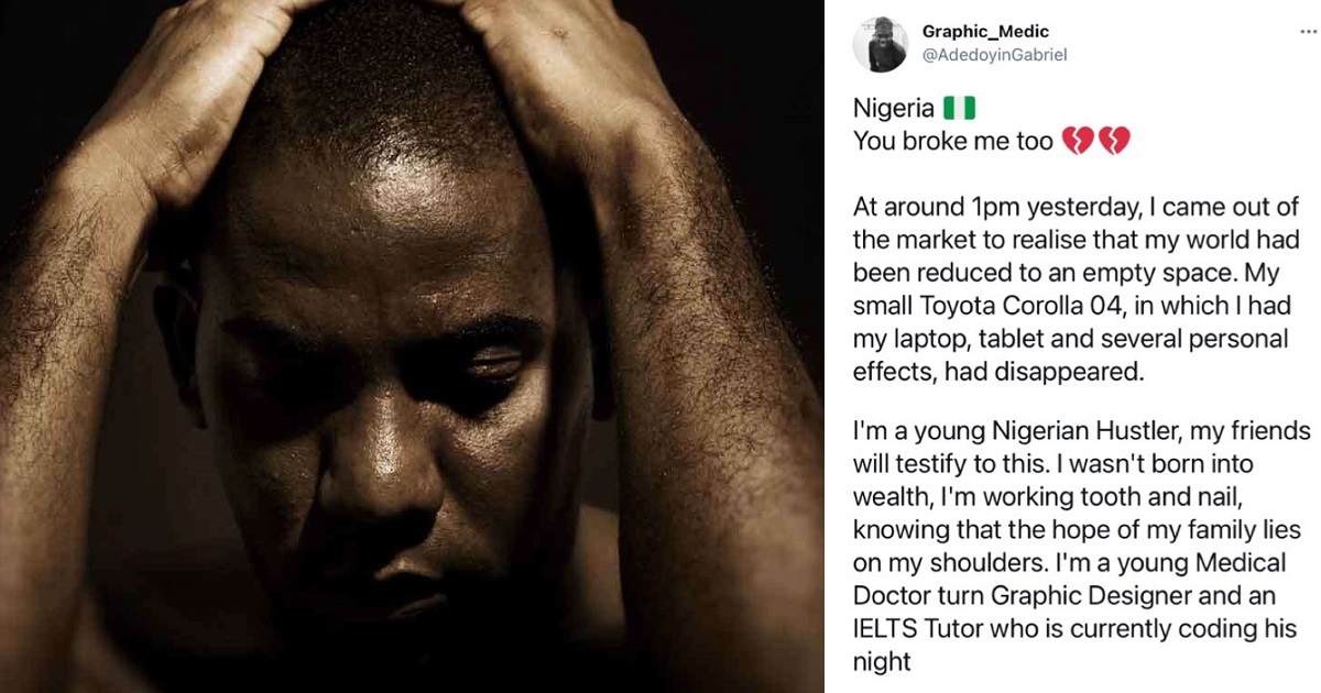 Man left heartbroken as he narrates how his car was stolen in broad daylight in Abuja