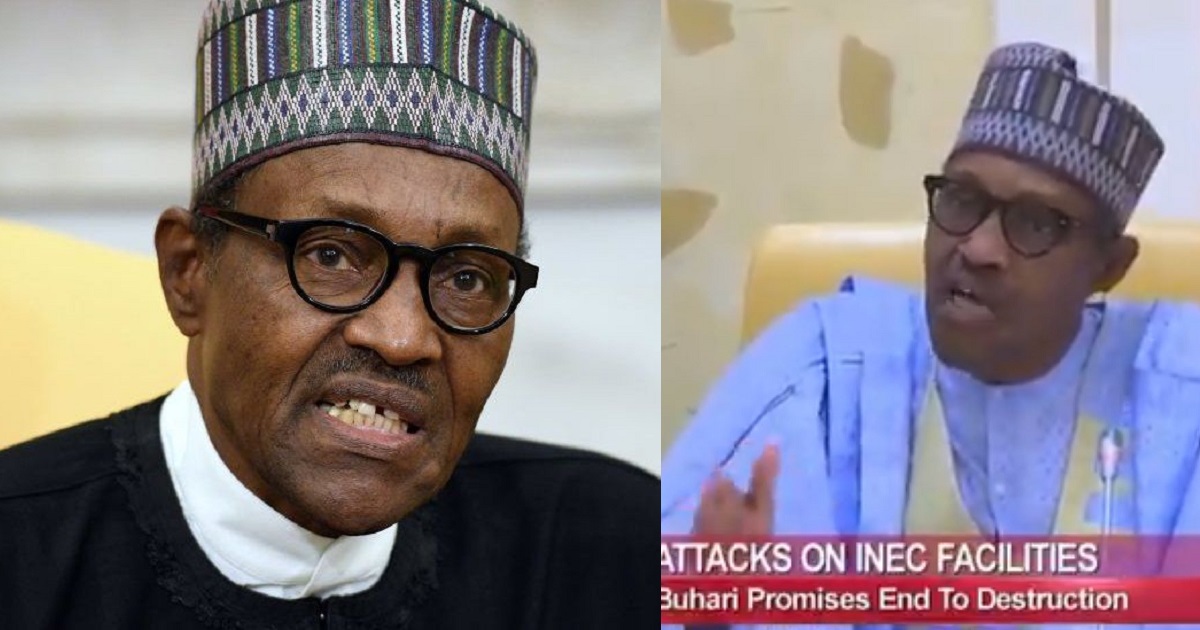 Watch video of President Buhari saying he “will treat people trying to destroy the country in their own language”
