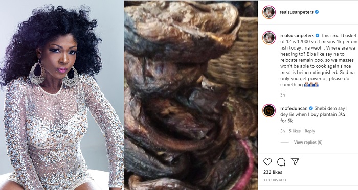 Actress, Susan Peters laments after purchasing small basket of fish for N12,000