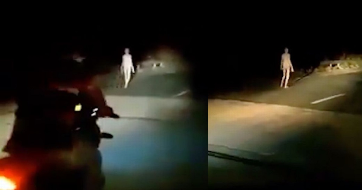 ‘Alien’ figure with long limbs seen walking along bridge in the middle of the night (video)