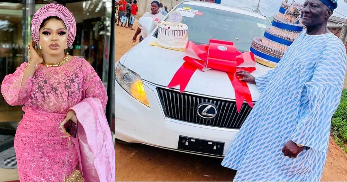 Bobrisky buys his father a brand new Lexus SUV to celebrate his birthday.
