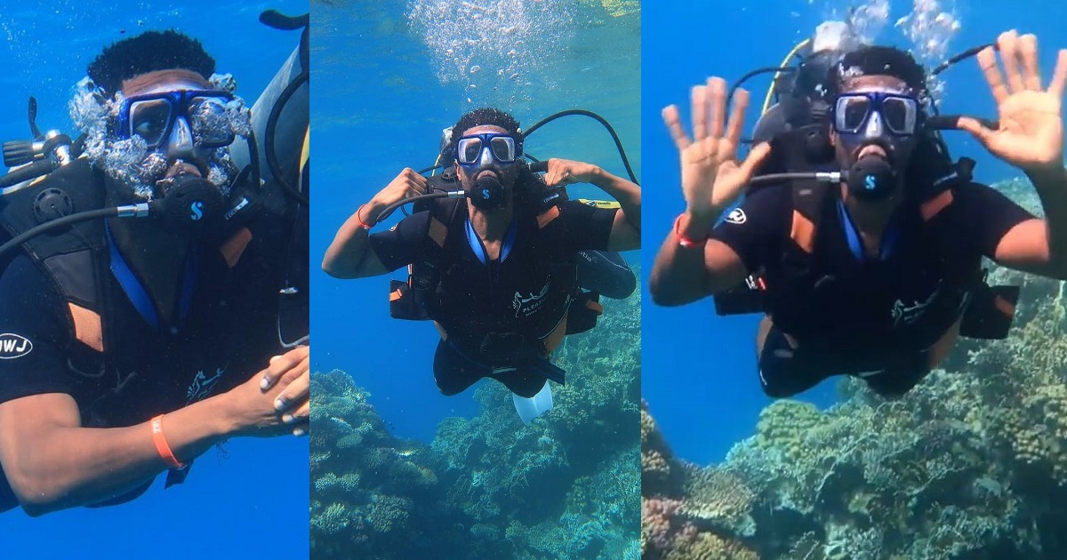 “Nothing go make me do dis tin again” – Ric Hassani shares his underwater experience as he vacations in Egypt (photos/video)
