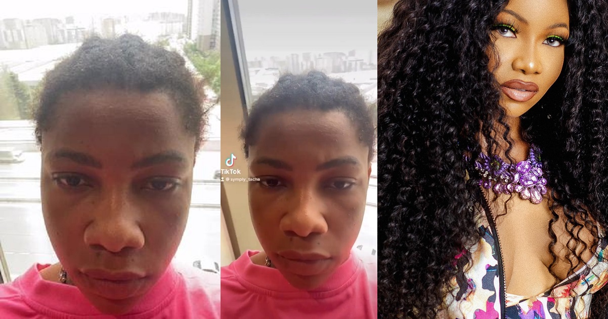 “Make-up dey help sha” – Fans react as BBnaija’s Tacha flaunts her face without makeup