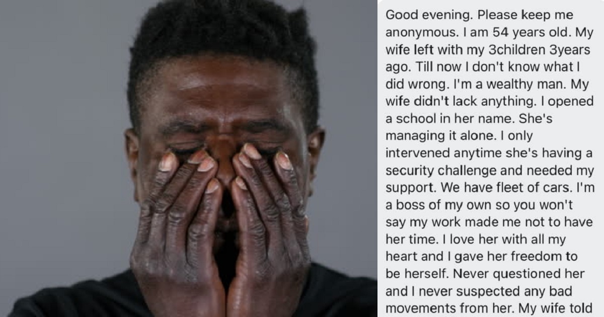 “I don’t know what I did wrong” – Man cries out after wife moved out with his three children