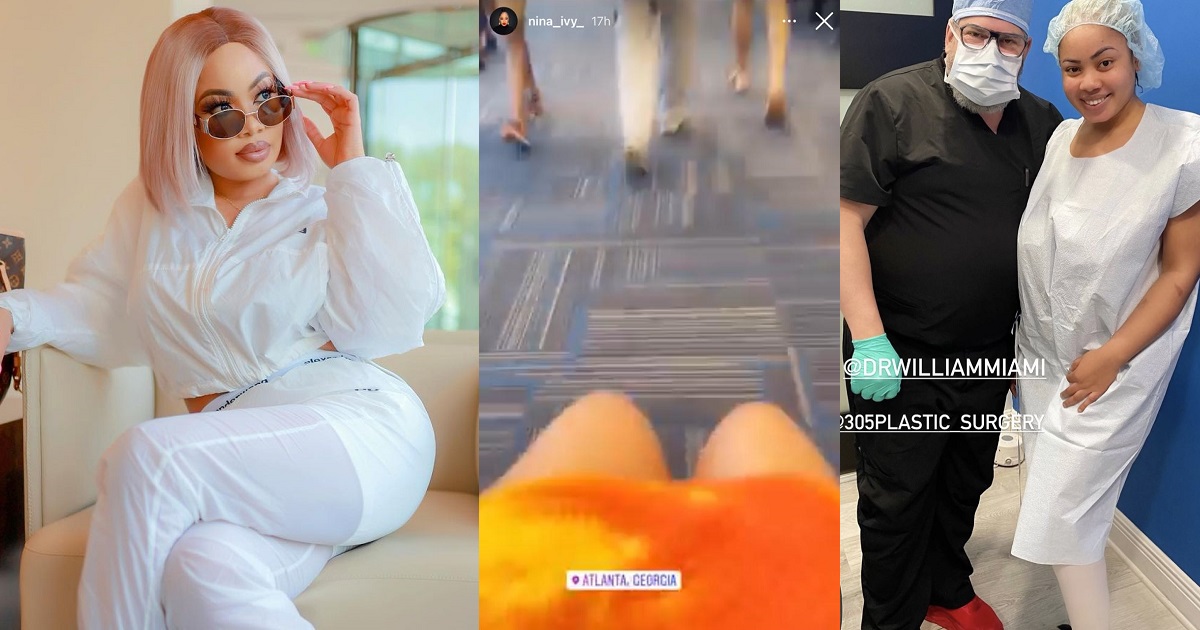 BBNaija star, Nina conveyed in a wheelchair at an airport after plastic surgery (video)