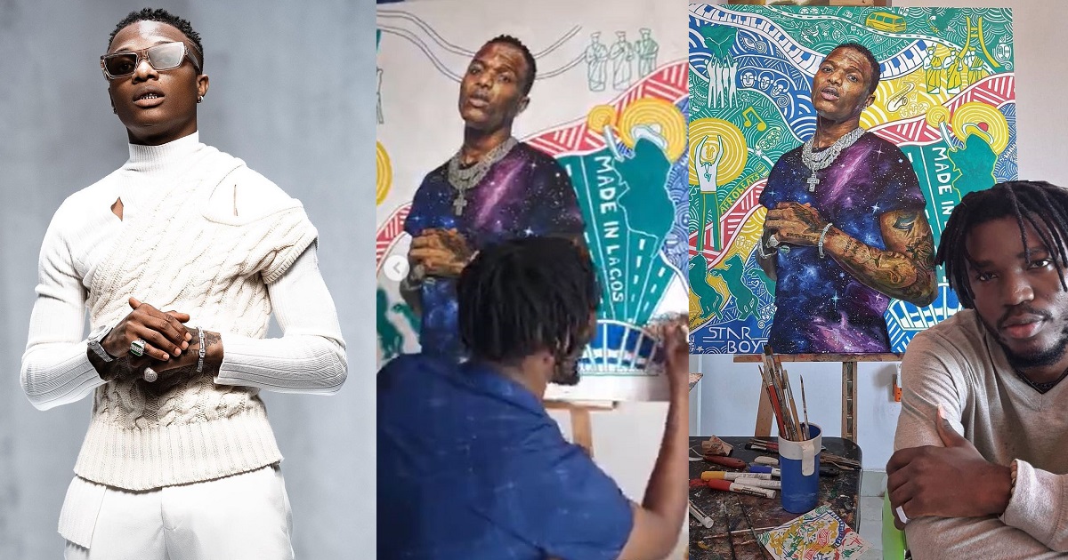 “I want” – Wizkid acknowledges portrait of him drawn by a Nigerian artist (photos)