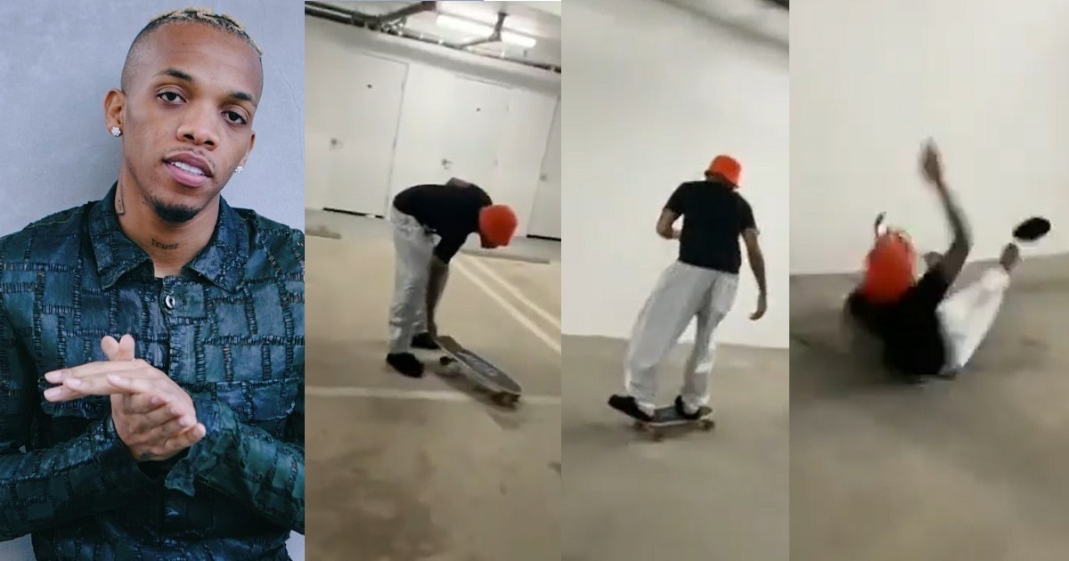 Singer, Tekno tries skating for the first time, but it didn’t go so well! (video)