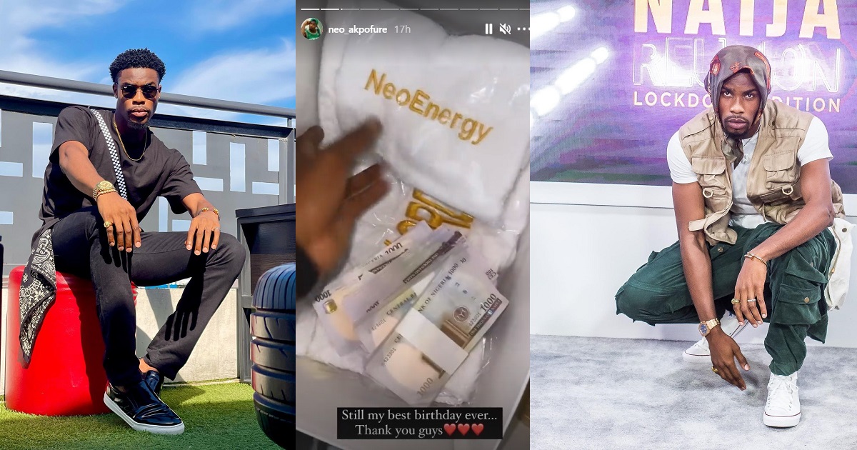 “Still my best birthday ever” – Neo Akpofure shows off wads of Naira notes he received on his birthday. (Video)