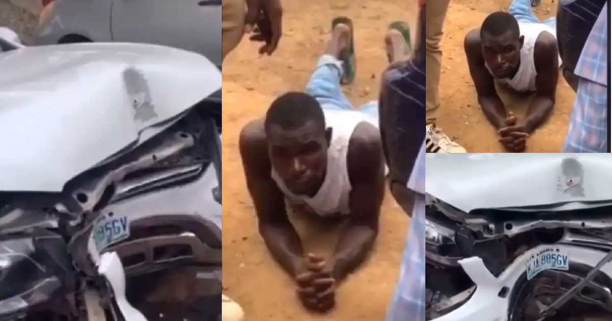Car Wash Guy wrecks his client’s Benz GLC after he drove it to buy ‘Eba and Ewedu’ (Video)