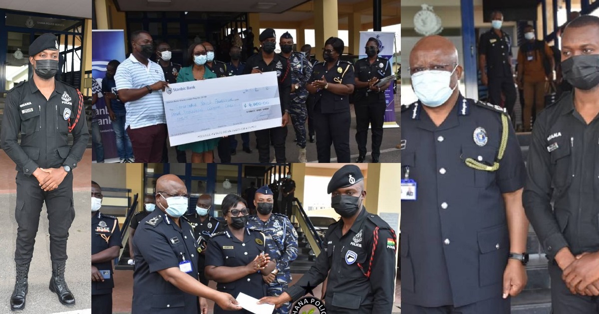 Young Ghanaian policeman rewarded with N760k, other gifts for returning N138k he found at ATM stand (Photos)