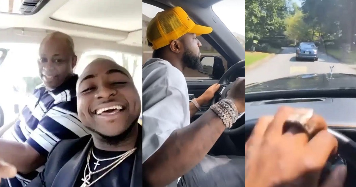 “In this life, have money oh!” – Nigerians react as Davido and his dad drive out in a Roll Royce and a Bentley (WATCH)