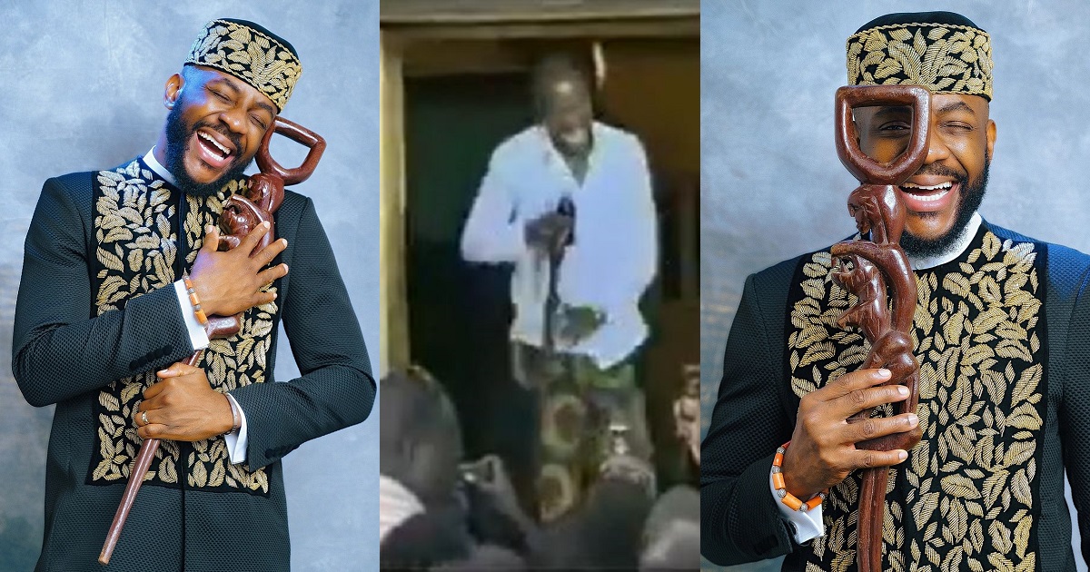 Ebuka returns with traditional staff he took to BBNaija house 15 years ago, shares story behind it (Video)