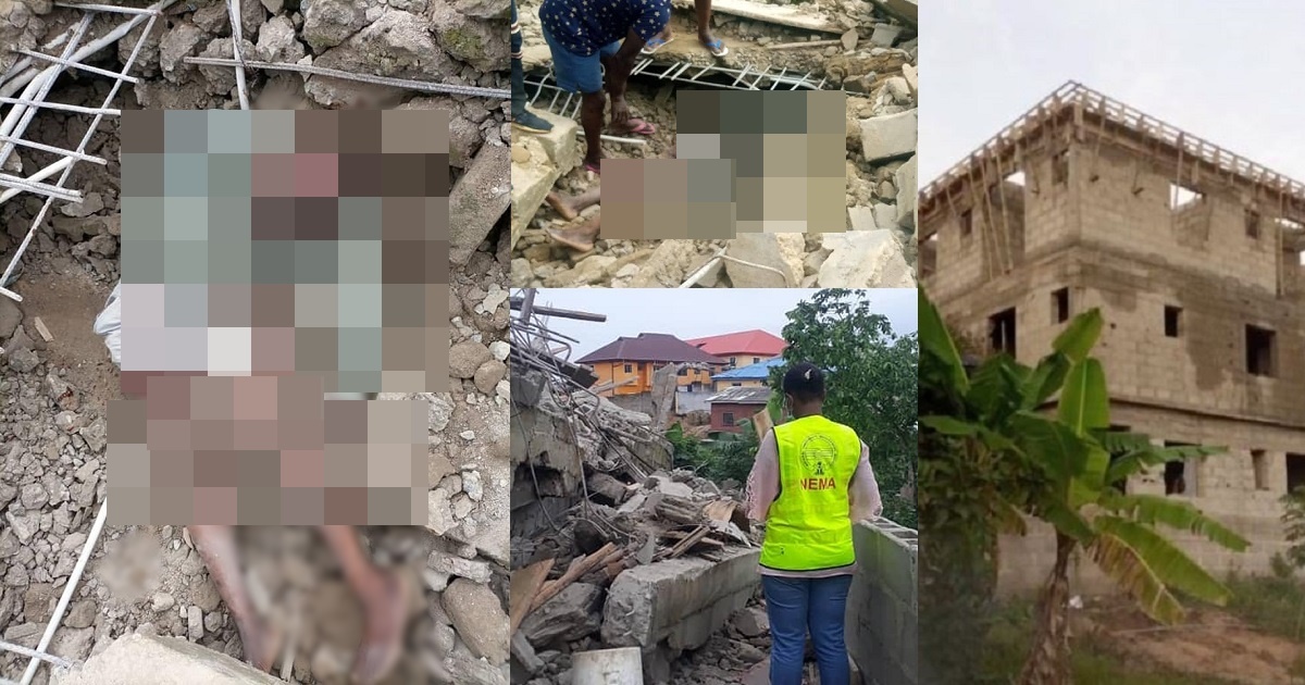 Pastor dies as his under-construction 2-storey building collapses in Lagos (photos)