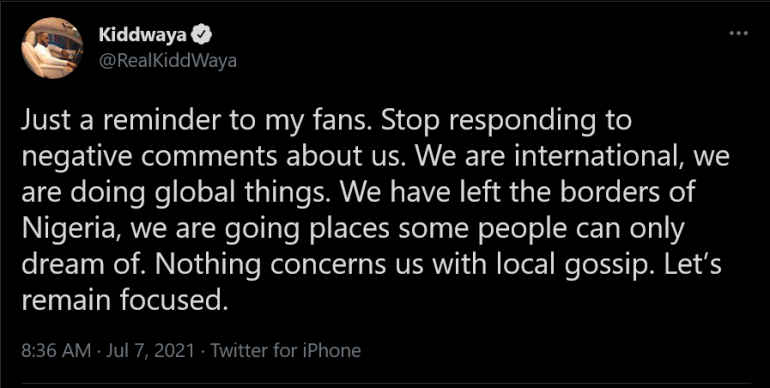  Kiddwaya tells fans