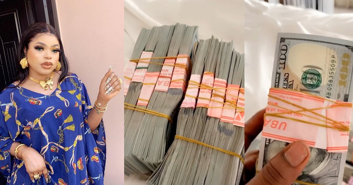 “Bobrisky must be pushing drugs” – Social media users react as Bobrisky flaunts 100 Million on the gram.