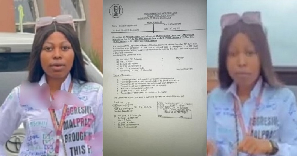 UNIBEN set up panel to investigate results of student who wore “aggressive malpractice” sign-out shirt in viral video