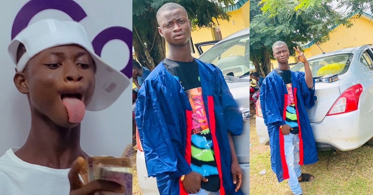 Nigerian guy who did the “Who go visit me Bayi” viral video celebrates his triumphant entry into a tertiary institution. (Photos)