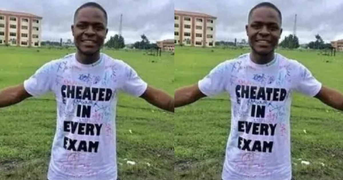 Alleged FUTMINNA graduating student inscribes “cheated in every exam” on sign-out T-shirt