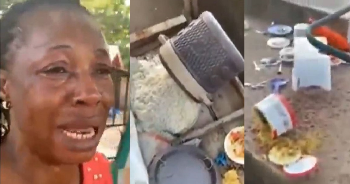 Food vendor cries bitterly after Ebonyi Commissioner allegedly threw away her coolers of food