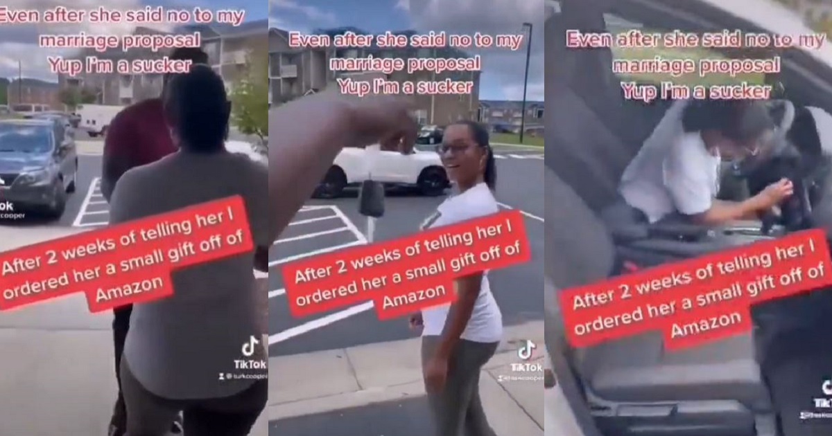 Man surprises woman who rejected his marriage proposal with a brand new car (video)