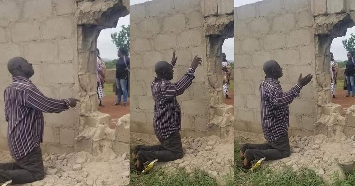 Heartbreaking photos of one of the fathers of the Bethel Baptist School abducted students praying fervently for the rescue of his child
