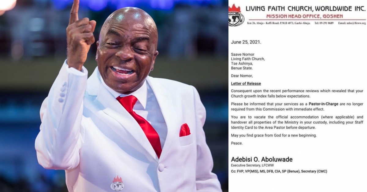 Oyedepo’s church reportedly sacks 40 pastors over low income from their branches
