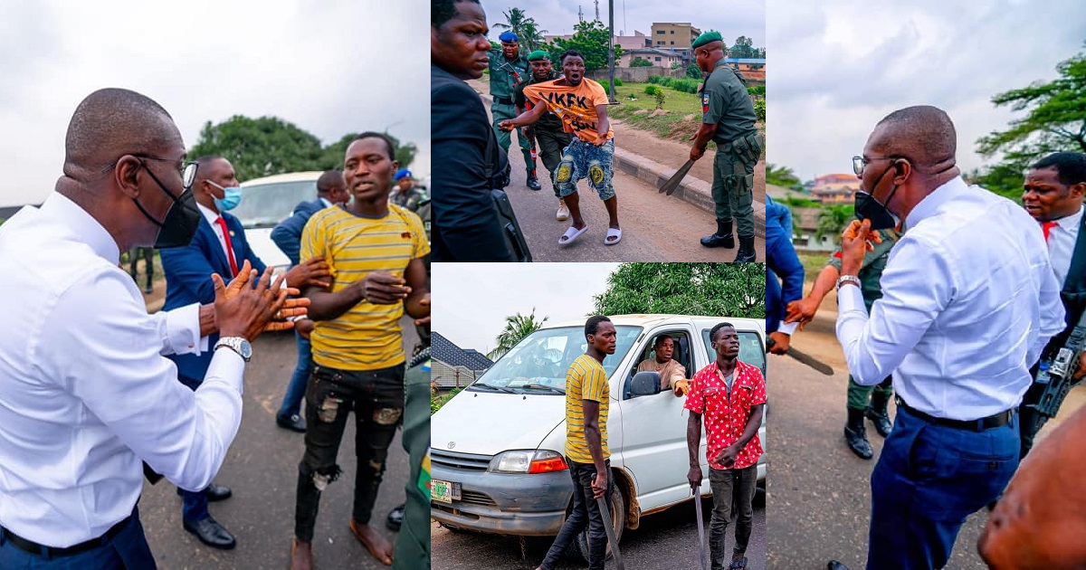 Moment Governor Sanwo-Olu arrested traffic robbers in Ojota, Lagos State (photos)