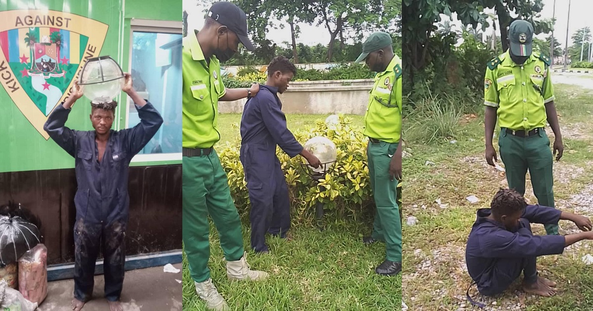 Suspected thief nabbed while removing garden lights glass cases in Ikoyi, Lagos state