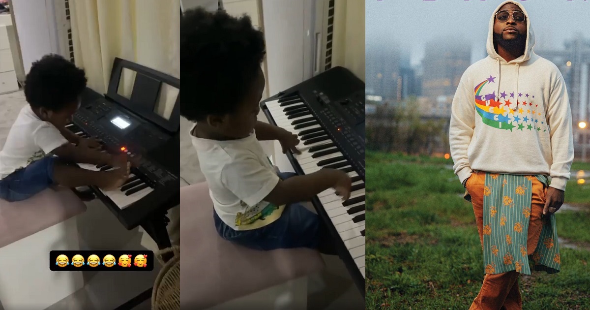 “My kids make me so happy” – Davido writes as he shares video of his son, Ifeanyi playing the Piano