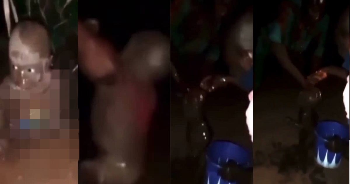 Residents of Edo community rescue a baby who was abandoned in muddy water (video)