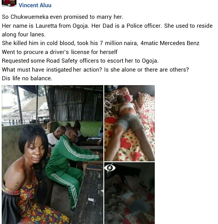 Lady allegedly stabs her boyfriend to death in Akwa Ibom, absconds with his Mercedes Benz and N7m (GRAPHIC)