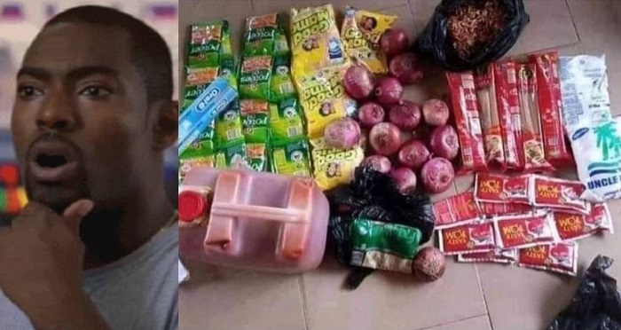 Man cries out over how expensive food is now while showing off items he got for N78k