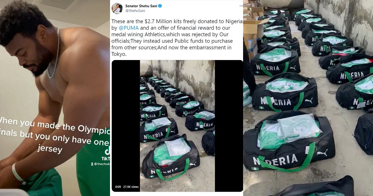 Former Sen. Shehu Sani shows off alleged Olympic kits for Nigerian athletes wasting away (Video)